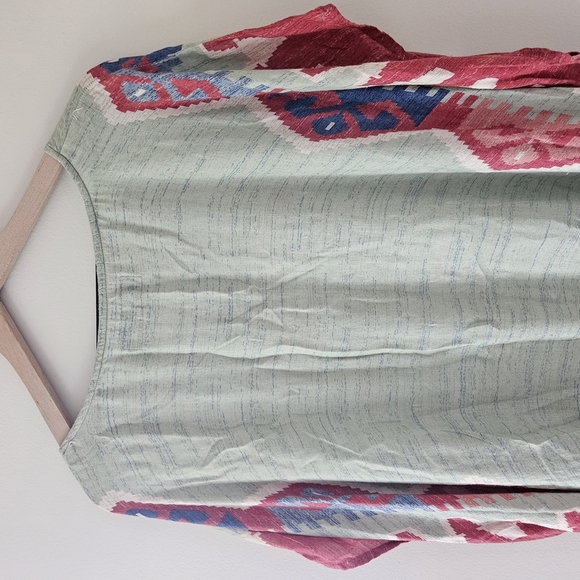 Double D Ranch Green Aztec Print Love The World Away Poncho Size L/XL - Picture 10 of 15